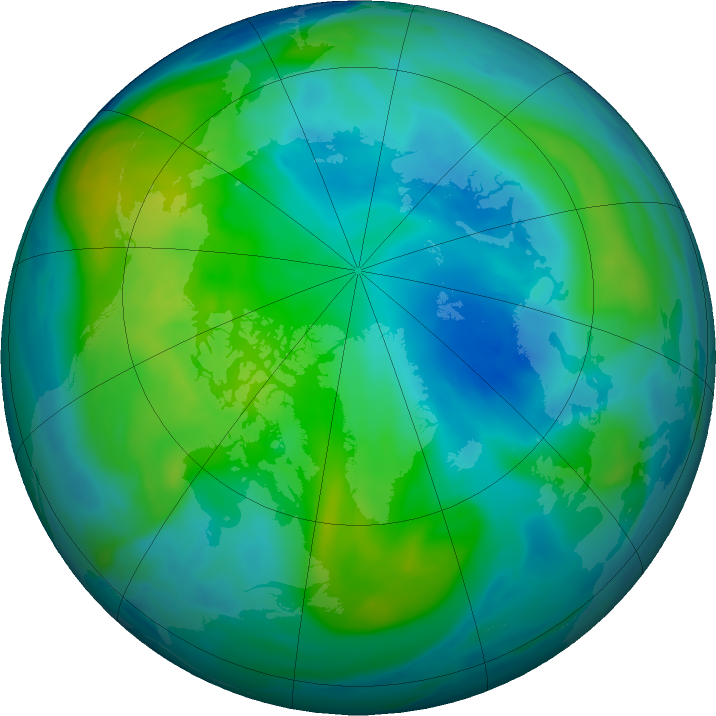 Arctic ozone map for 22 October 2017
